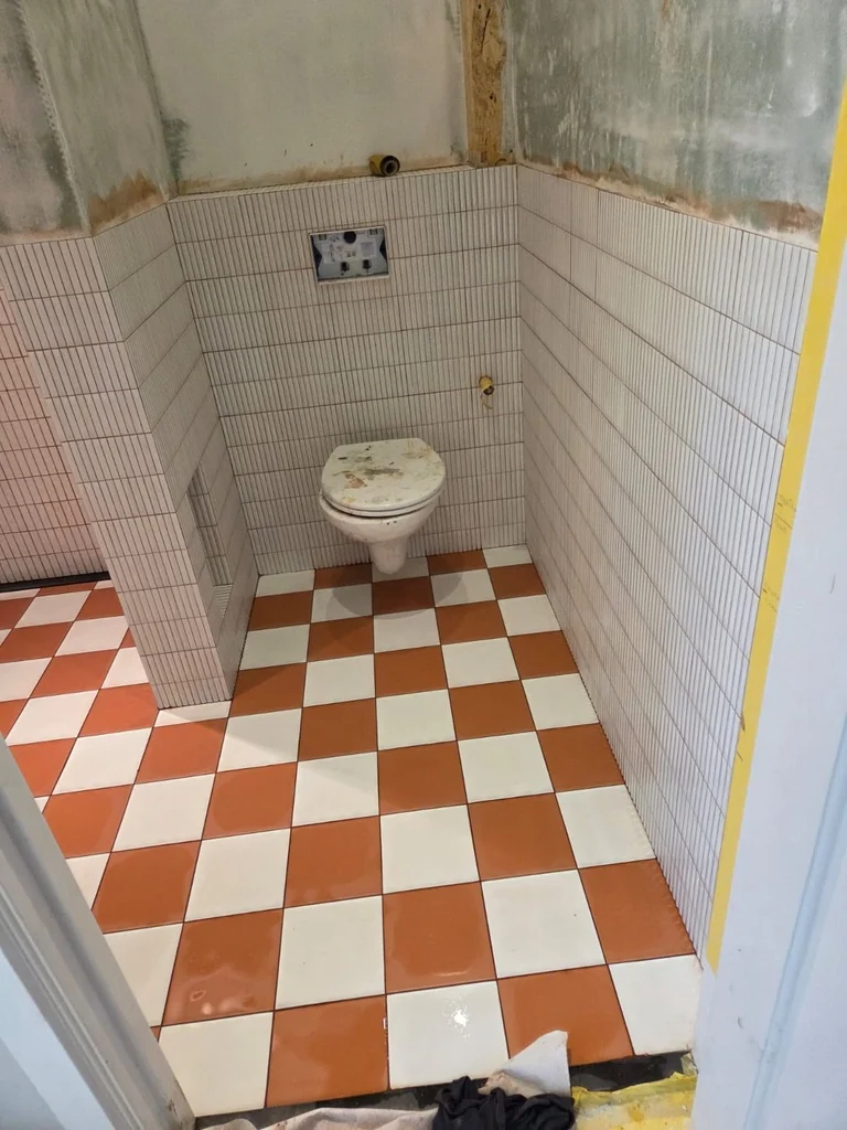 Ruitvloer en toilet